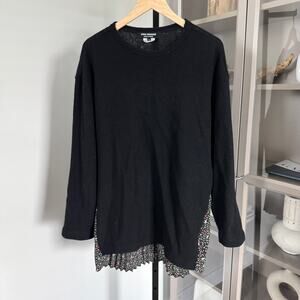 Junya Watanabe Comme Des Garcons Black Floral Sweater S Combination Wool Tunic